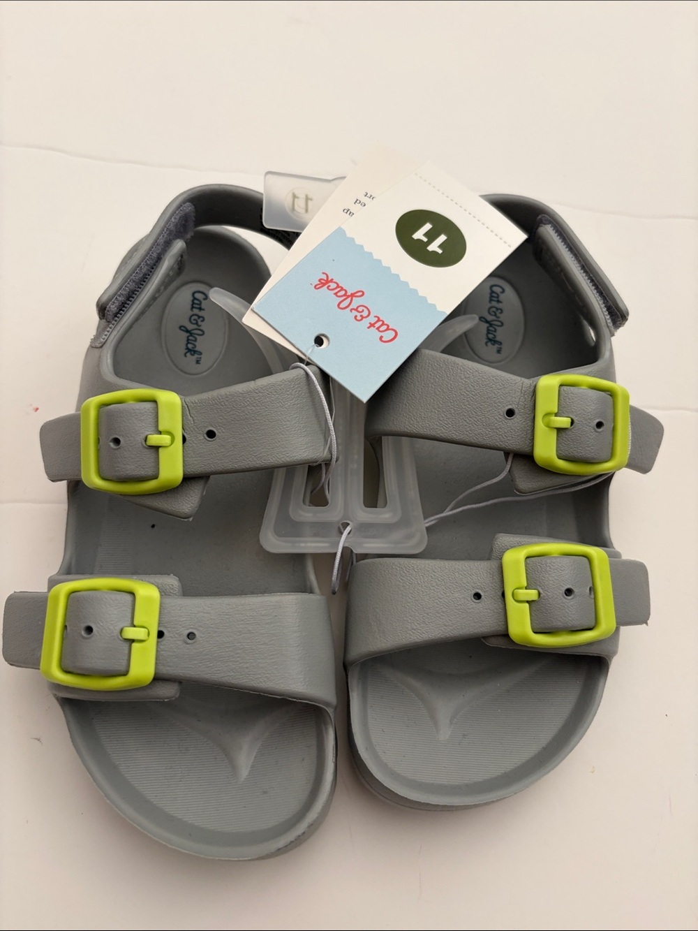 Cat & Jack Gray Sandals with Lime Buckles - Kids